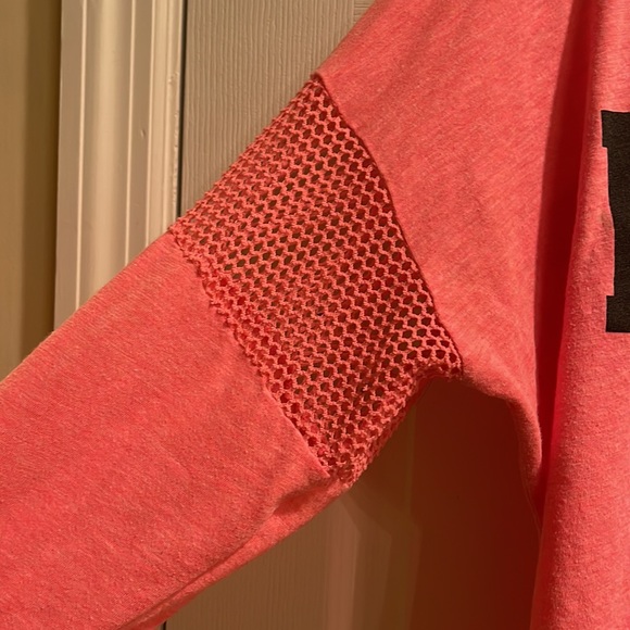 Pink Victoria’s Secret medium long sleeve T-shirt with net on the arms - Picture 3 of 4